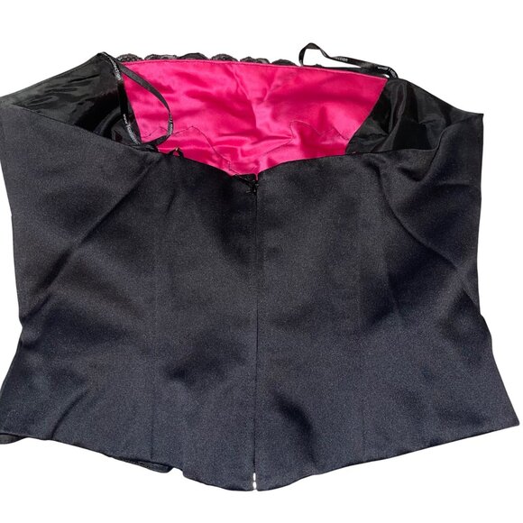 Veronique Young Vintage Womens Bustier Style Top Size M Black Pink Strapless - Picture 6 of 9